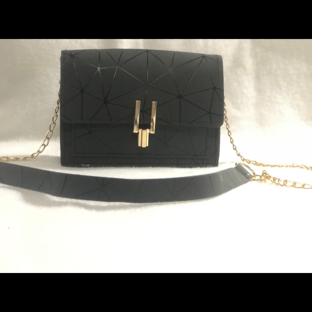 Abstract black crossbody bag